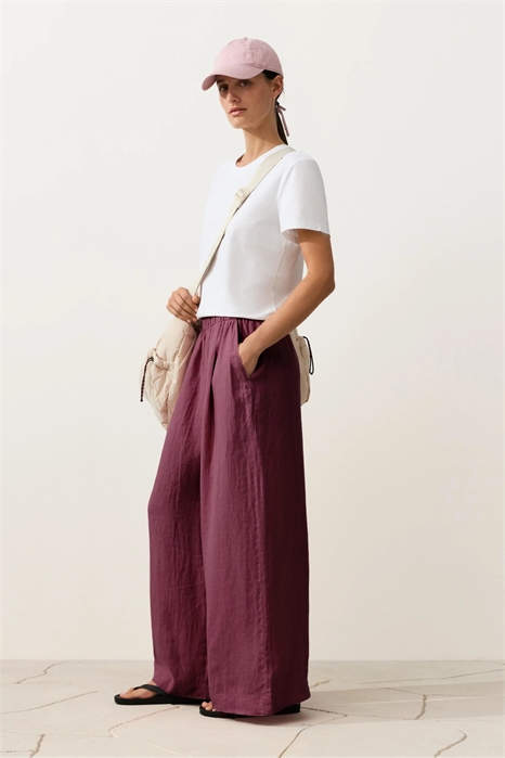 Брюки из 100% льна с широкими брючинами артикул 156279318