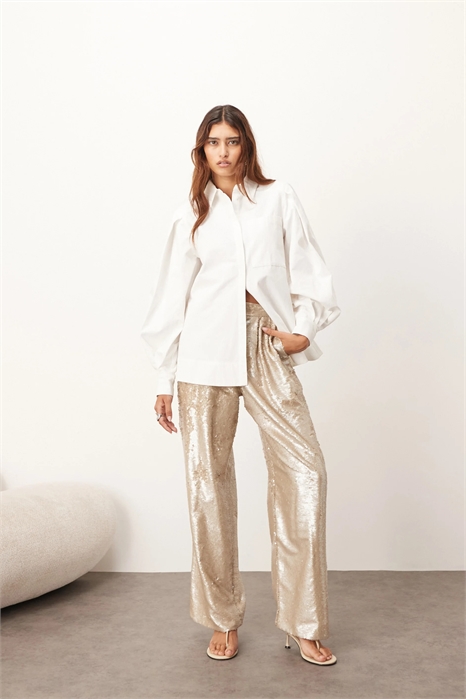 Брюки прямого кроя с пайетками артикул 147016210