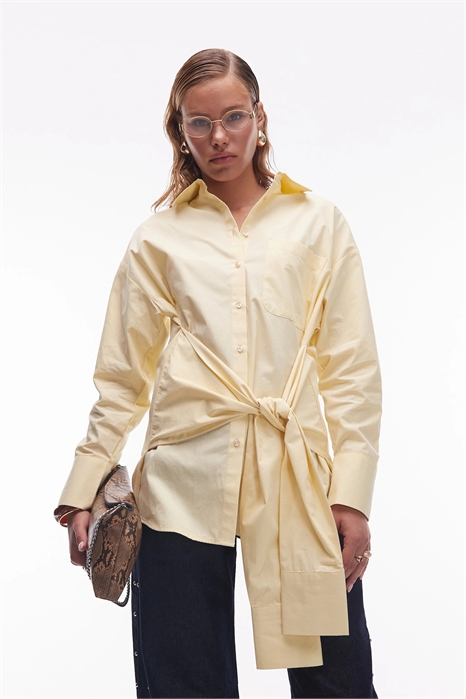 Рубашка из поплина с запахом и завязками на талии артикул 149780707