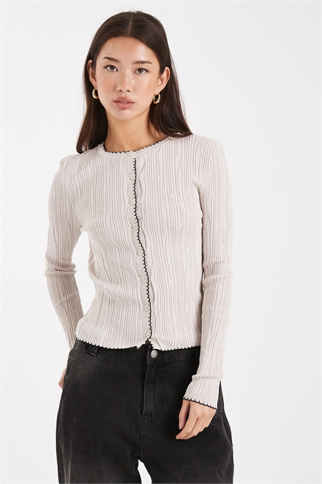 Кардиган из ребристого трикотажа с отстрочкой артикул 152196654