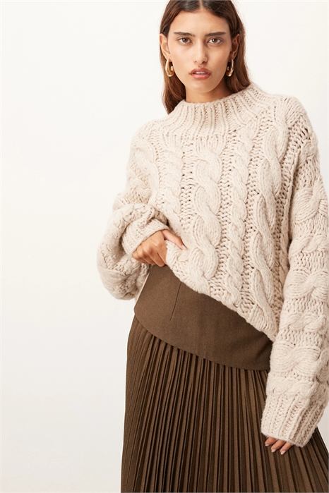 Объемный свитер с толстой вязкой, связанный вручную артикул 147697984