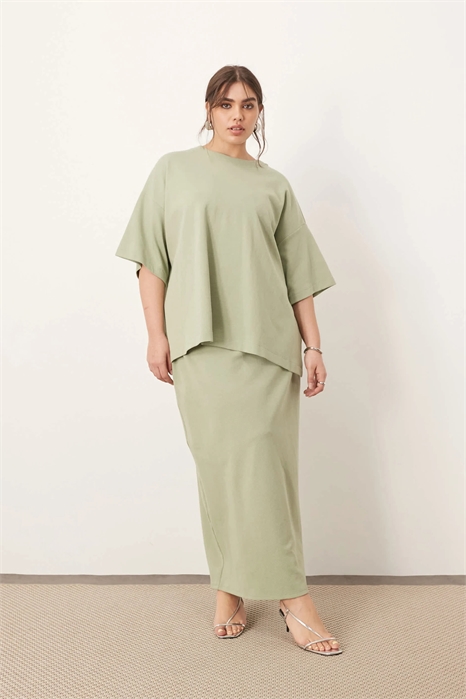 Макси-юбка-колонна из плотного текстурированного джерси премиум-класса co-ord артикул 140913476