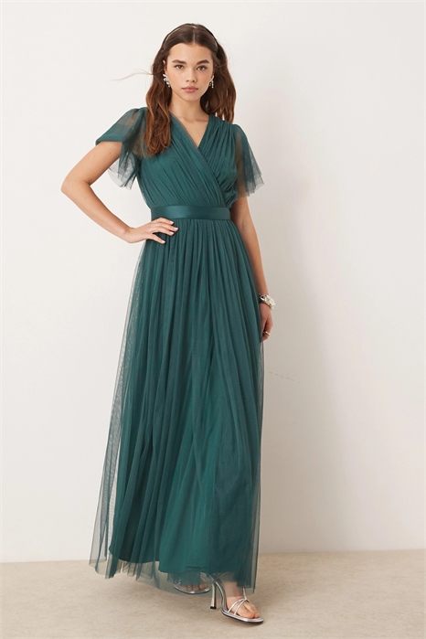 Макси-платье для подружки невесты с имитацией запаха и короткими рукавами артикул 139971339