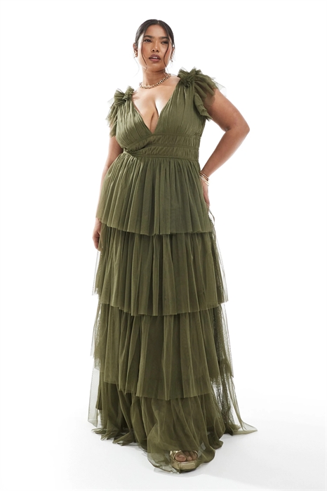 Макси-платье из тюля с воланами для подружки невесты артикул 146852276