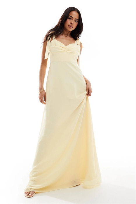 Макси-платье из шифона с бантиком на плече для подружки невесты артикул 141108044