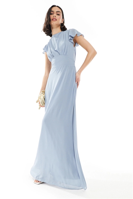 Макси-платье из шифона с воланами на рукавах и капюшоном на спине для подружки невесты артикул 141188403