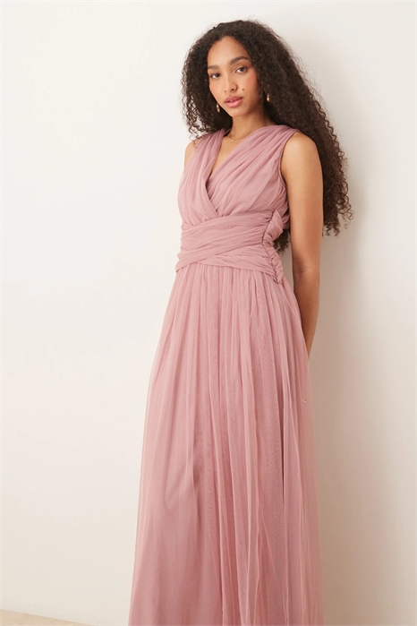 Макси-платье для подружки невесты без рукавов с V-образным вырезом артикул 147995771
