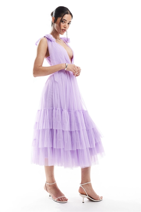 Платье средней длины с бантиком на плече для подружки невесты артикул 143754087