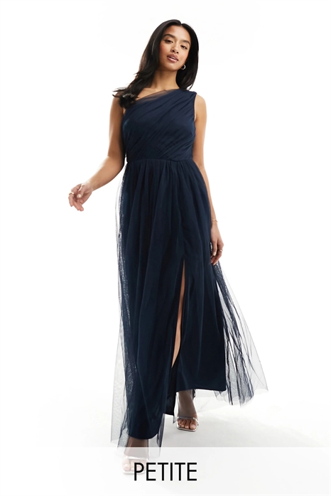 Макси-платье из тюля на одно плечо для подружки невесты артикул 127514045