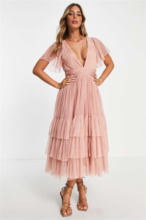 Платье из тюля с V-образным вырезом для подружки невесты Мэдисон артикул 117673690