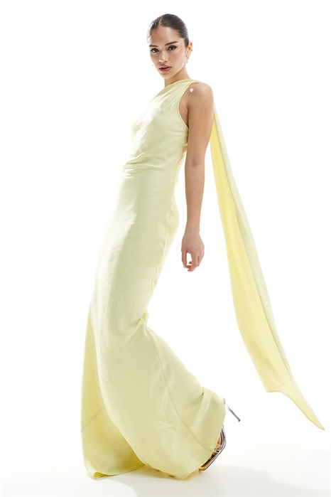 Макси-платье с одним плечом и шарфом для подружки невесты артикул 142972738