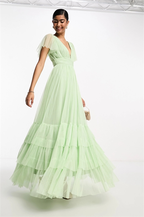 Макси-платье из тюля с V-образным вырезом для подружки невесты от Madison артикул 129738712