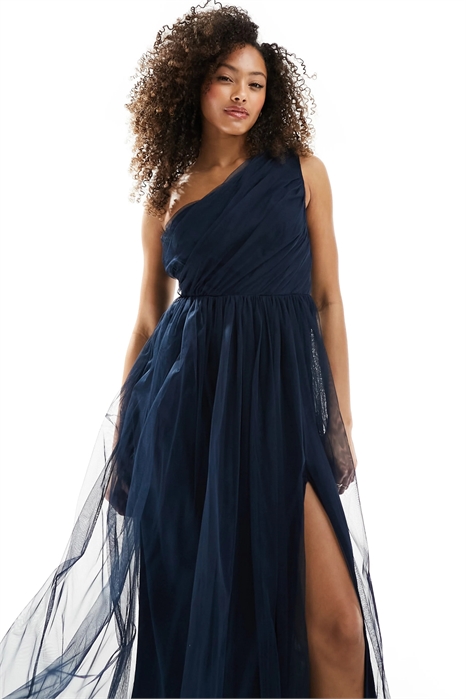Макси-платье из тюля на одно плечо для подружки невесты артикул 127473823