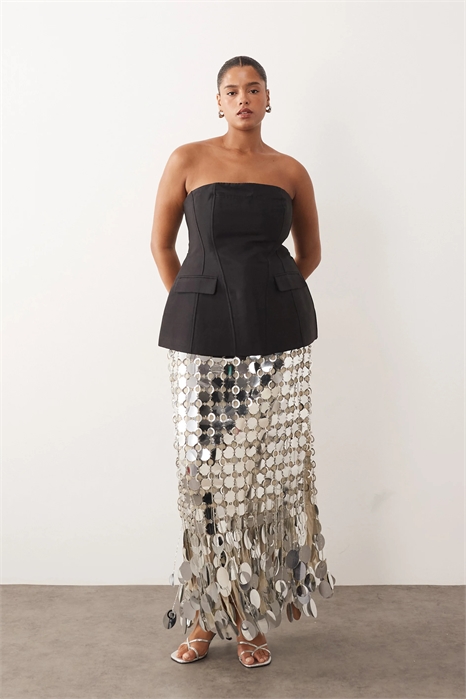 Бандо с объемным силуэтом из плотного сатина с рельефным узором артикул 148917517