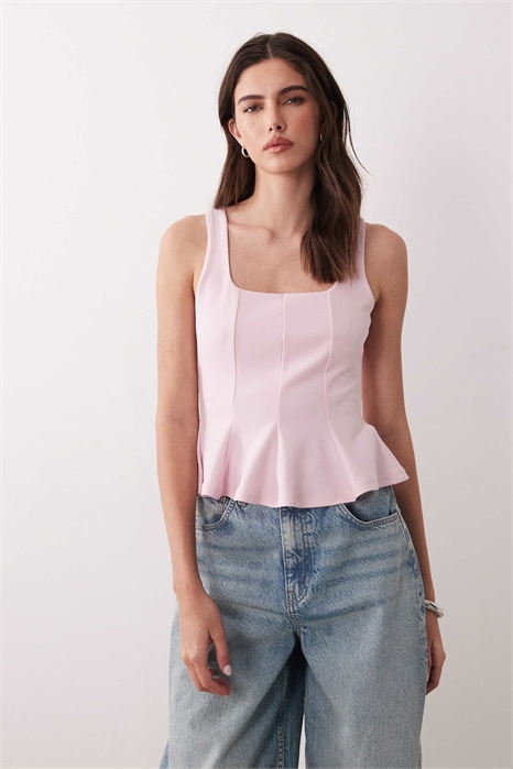 Топ с квадратным вырезом и баской артикул 154756993