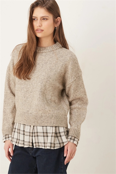 Вязаный свитер с рубашкой артикул 154263501