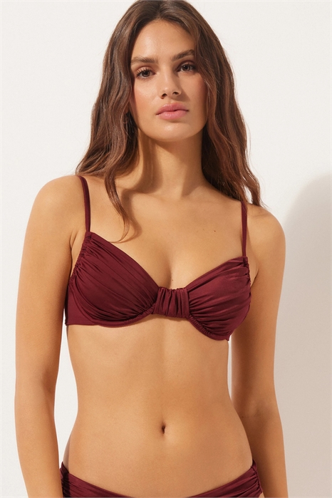 Бюстгальтер-балконет из блестящего атласа артикул 154918586