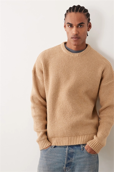 Свитер из трикотажа с узором «рыбацкая резинка» в стиле «бокс» с экстремально свободным кроем артикул 156341132