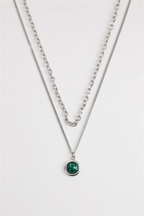 Двухрядный ожерелье унисекс из зеленого камня артикул 155210356