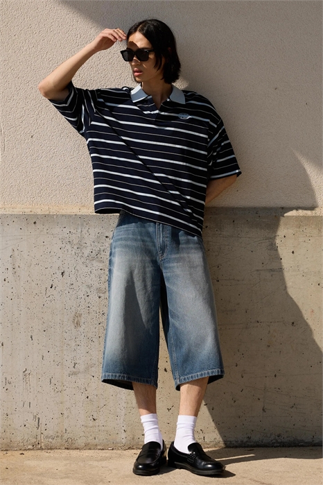 Поло с короткими рукавами и вышитой полоской артикул 156586154