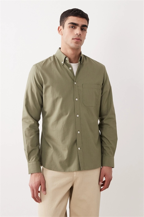 Рубашка с длинными рукавами из 100% хлопка в полоску артикул 156277411