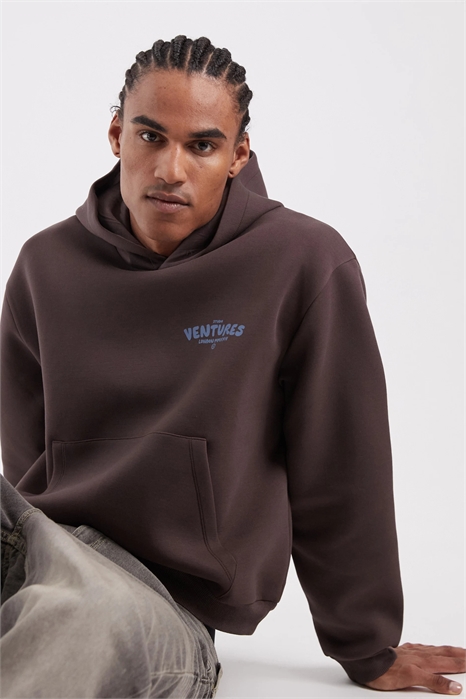 Оверсайз-худи прямого кроя из плотной ткани в стиле дайвинга с текстовым принтом артикул 156270265