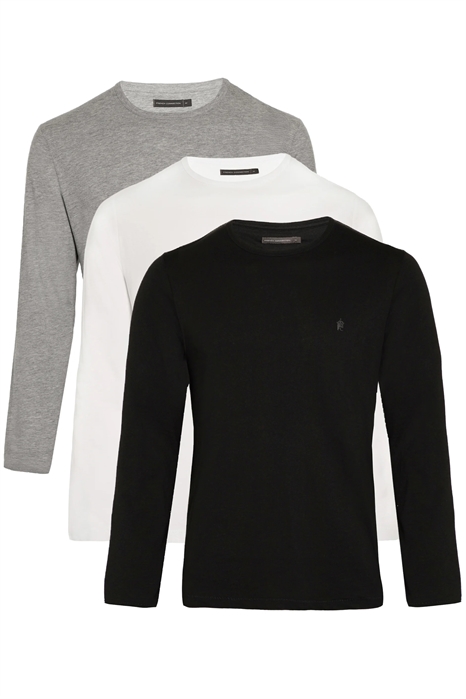 Набор из 3 хлопковых футболок с круглым вырезом и длинными рукавами артикул 155974951