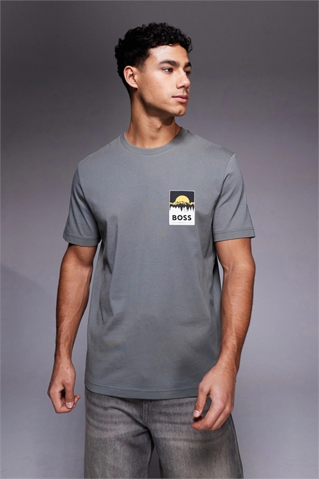 Футболка с логотипом на груди из ткани теплэйн артикул 153724784