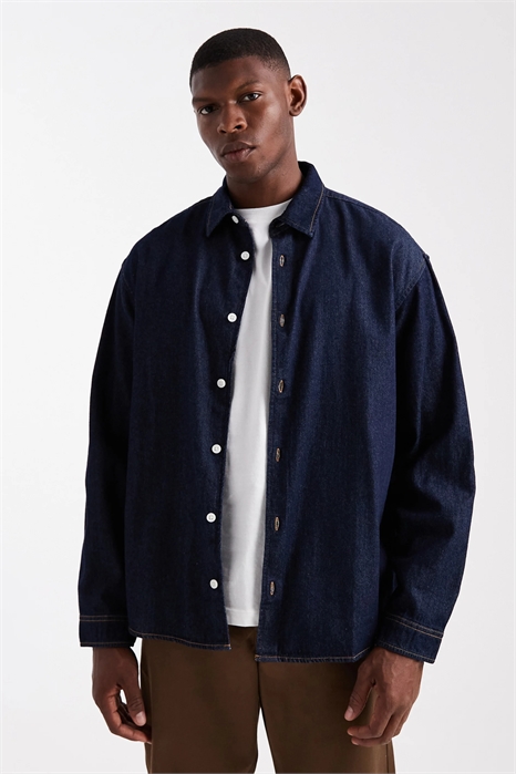 Рубашка из джинсовой ткани большого размера артикул 148849375