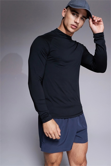 Футболка с высоким воротником и длинными рукавами для тренировок, с эффектом быстрого высыхания и облегающим кроем артикул 136122221