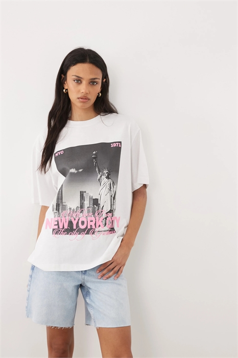 Футболка свободного кроя с принтом «Нью-Йорк» артикул 156385460