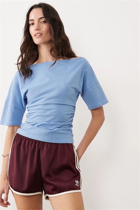 Топ с лодочным вырезом и зауженной талией артикул 156252698