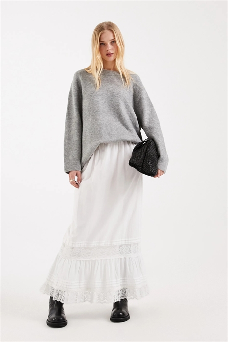 Юбка из хлопкового поплина с кружевными вставками артикул 151339911