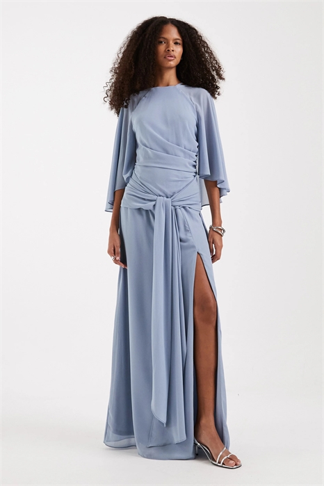 Макси-платье из шифона с капюшоном и завязками спереди для подружки невесты артикул 154078338