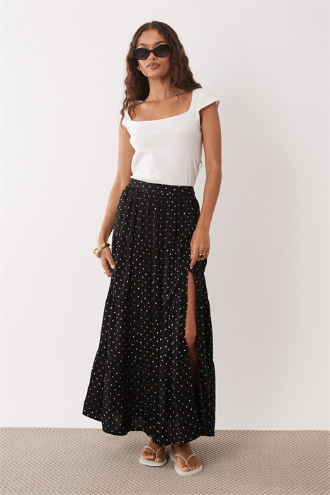 Макси-юбка из пряжи с воланами артикул 152121742