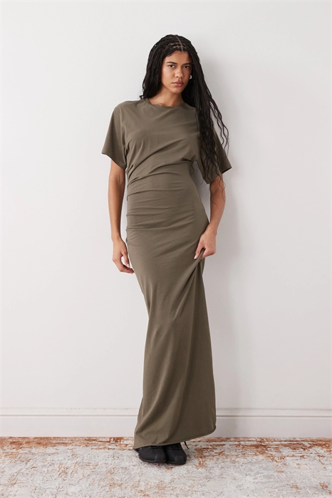 Макси-платье из джерси с рюшами по бокам артикул 155696952