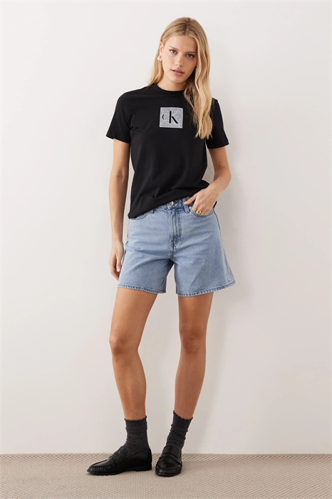 Короткие джинсовые шорты А-силуэта артикул 154174060