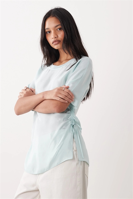 Футболка с длинным кроем и сборками на талии артикул 155575271