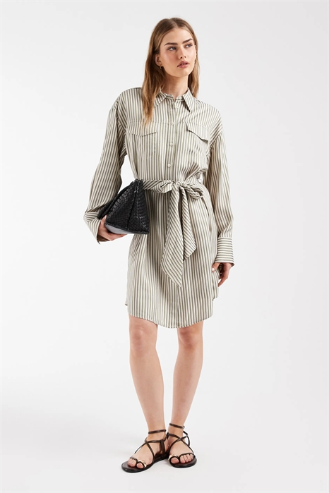 Мини-платье-рубашка с воротником и завязками спереди артикул 155250734