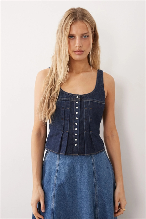 Топ-корсет из денима с плиссировкой артикул 155110308