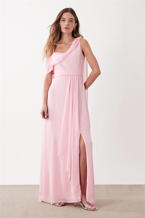 Макси-платье из шифона с открытыми плечами для подружки невесты артикул 154078357