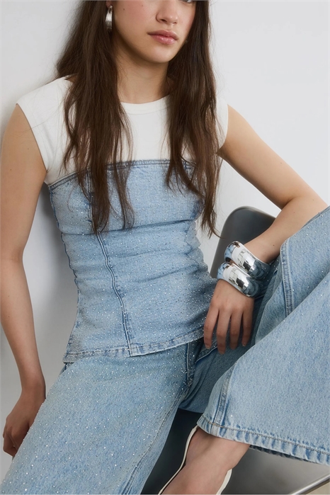 Бюстье из джинсовой ткани с блестящим эффектом артикул 156512007