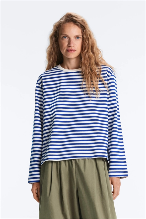 Хлопковая футболка в полоску с длинными рукавами артикул 156592779