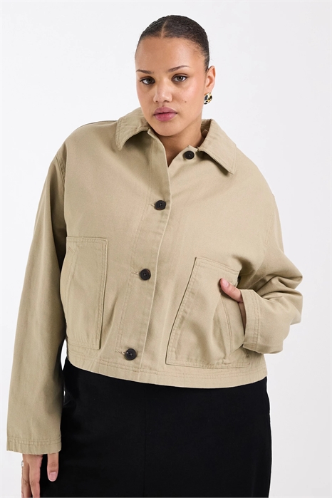 Короткая хлопковая куртка-харрингтон ASOS DESIGN Curve артикул 151452674