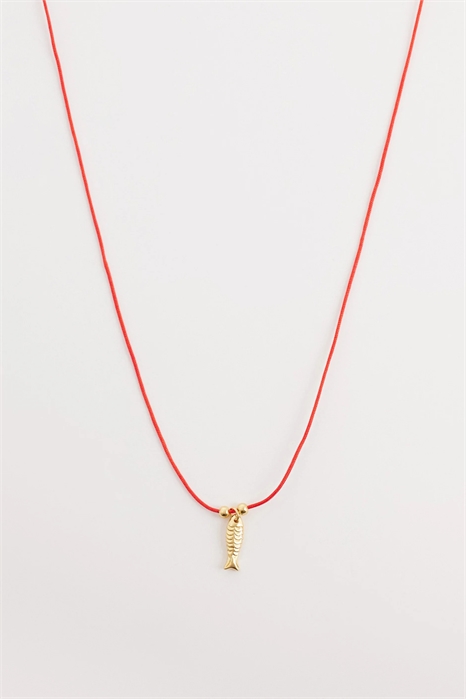 Колье с подвеской в виде рыбки на шнурке артикул 151336966