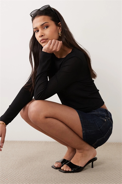 Толстовка с длинными рукавами и круглым вырезом из фактурной сетки артикул 147145504