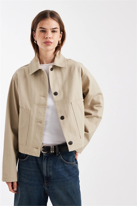 Короткая хлопковая куртка-харрингтон артикул 151339909