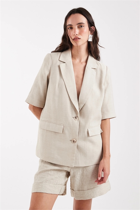 Блейзер с короткими рукавами, скроенный по фигуре, с эффектом льна co-ord артикул 154694272