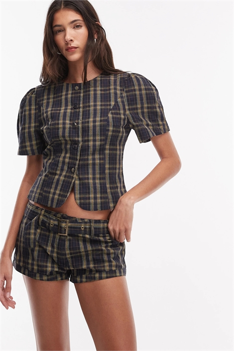 Мини-шорты с ремешком из ткани с высоким содержанием хлопка и эффектом «Afterglow» co-ord артикул 155093692