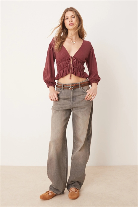 Блузка из джерси с завязками спереди артикул 146836524